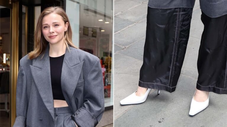 Chloë Grace Moretz Elevates New York City Style in a Vaquera Suit and Jude’s Crisp White Fame Pumps