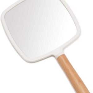 YEAKE Portable Handheld Makeup Mirror – Square Wooden Design