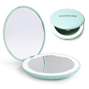 WOBSION Portable LED Makeup Mirror, 1x/10x Magnification, 3.5″