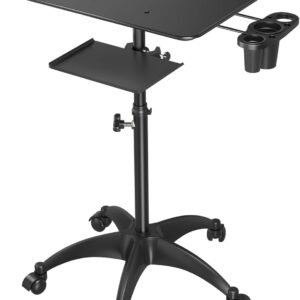 Adjustable Aluminum Salon Tray Cart with Wheels – Black