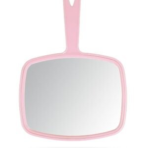 Handheld Square Pink Mirror for Salon & Hairdressing – 7.4×10.3″