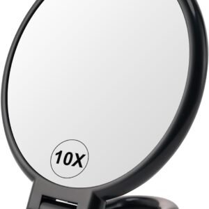 BOOMIBOO 1X/10X Double-Sided Foldable Travel Makeup Mirror – Black
