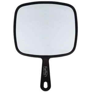 ForPro Extra Large Hand Mirror with Handle – 9″x12″ Black