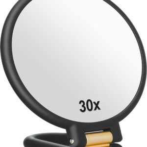 30x Magnifying Travel Mirror – Double-Sided Handheld Makeup Mirror
