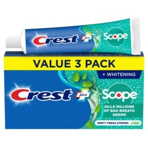 Crest + Scope Whitening Toothpaste, 3-Pack, Fresh Mint, 5.4 Oz