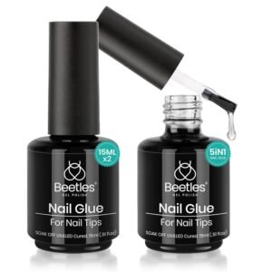Beetles Nail Glue Kit: 2 x 15ml Gel Polish & 5-in-1 Brush