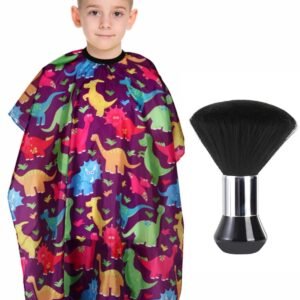 Kids Cartoon Dinosaur Barber Cape with Neck Duster Brush