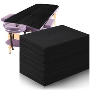 Tatuo 50-Pack Disposable Bed Sheets, 31″x70″, Black for Spa & Salon