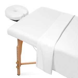 Saloniture 3-Piece Microfiber Massage Table Sheet Set – White