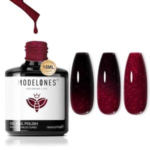 Modelones Color Changing Gel Polish – Burgundy Red, 15 ML