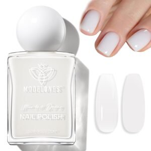 Modelones Milky White Nail Polish 15ml – Quick Dry & Strengthening