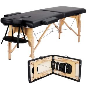 Yaheetech Portable Massage Table – Foldable Spa Bed, Black 24″