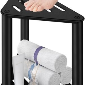 Stainless Steel Shower Foot Rest & Stool with Storage Shelf