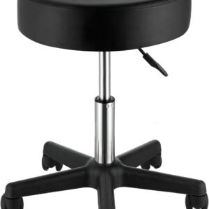 VEVOR Adjustable Rolling Stool, 400 lbs Capacity, Swivel Chair, Black