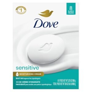 Dove Sensitive Skin Beauty Bar Soap, Fragrance-Free, 8 Bars
