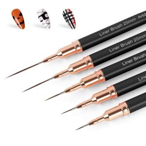 Metallic Nail Art Pens Set – 5PCS Black Liner Brushes for Detail