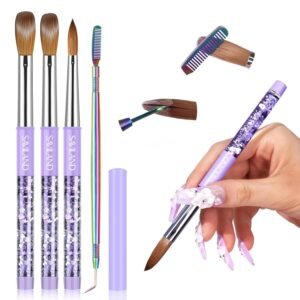 SAVILAND Kolinsky Nail Brush Set – Sizes 6, 10, 14 | Acrylic & Art Tools