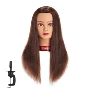 20-22″ 100% Human Hair Mannequin Head for Hair Styling, Brown