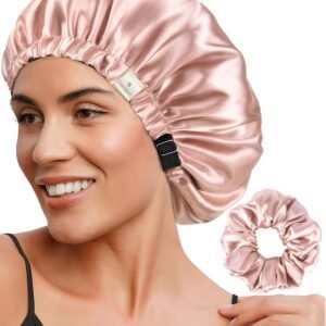 YANIBEST Adjustable Silk & Satin Hair Bonnet – Blush Pink