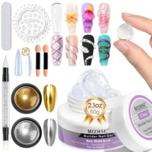 MIZHSE 60g Clear Builder Gel – Hard UV/LED Nail Extension – 3D Mold
