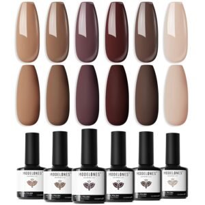 Modelones Gel Nail Polish Set – 6 Nude Shades for All Skin Tones