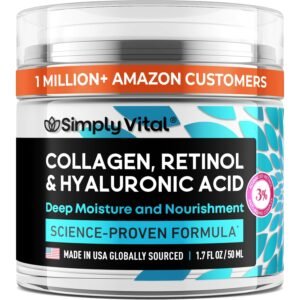 SimplyVital Collagen Retinol Hyaluronic Acid Cream – Anti-Aging Moisturizer, 1.7 fl. oz.