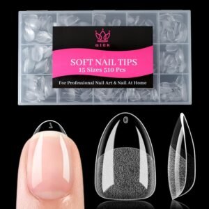 Extra Short Almond False Nail Tips – 510 PCS Clear Press-On Extensions