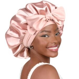 YANIBEST Double Layer Silk Sleep Bonnet for Curly Hair – Blush Pink
