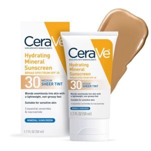CeraVe Hydrating Mineral Sunscreen SPF 30 with Sheer Tint, 1.7 oz