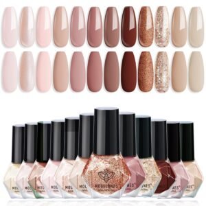 Modelones 12-Color Nude & Brown Nail Polish Set – Fall Collection