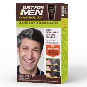 Just for Men Control GX Grey Reducing Shampoo, 4 Fl Oz – Gradual Color & Keratin Boost