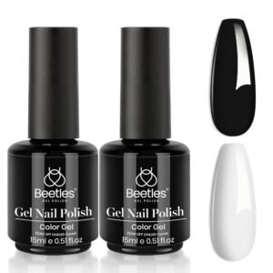Beetles Black & White Gel Nail Polish Kit – 2 x 15ml Soak Off