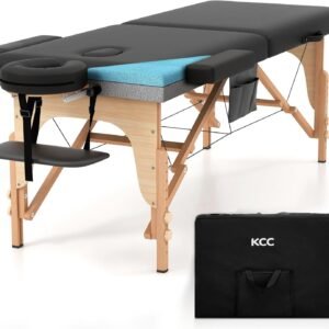 KCC Portable Memory Foam Massage Table, 84” x 28”, Adjustable Height, Carrying Case Included