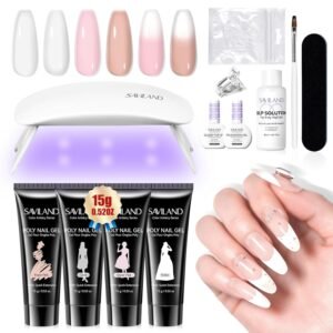 SAVILAND Poly Gel Nail Kit: 4 Colors & UV Lamp for DIY Nails
