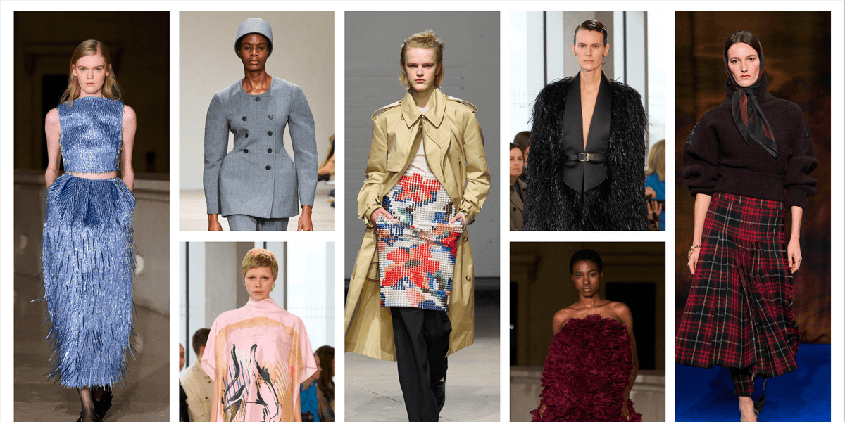 8 Must-Know Trends from London Fashion Week Fall/Winter 2025: Icy Blues, Plaids, Florals, Wine Tones, Fringe & Floor-Length Skirts