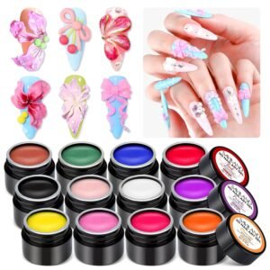 SAVILAND 3D Nail Gel Set – 12 Non-Sticky Colors for Art & Sculpting