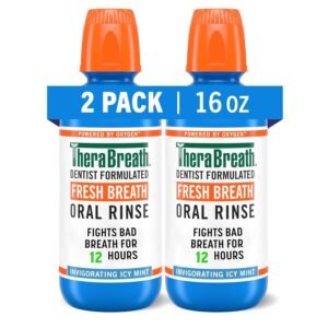 TheraBreath Icy Mint Mouthwash, Alcohol-Free, 16 oz (2-Pack)