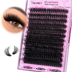 Yawamica 200D Fluffy Lash Clusters – 240pcs Wispy 14-20mm Extensions