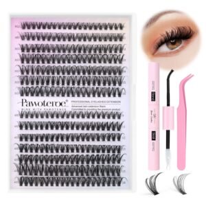 Pawotence DIY Lash Extension Kit – 280pcs Clusters, 9-16mm