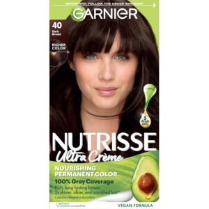 Garnier Nutrisse Permanent Hair Color, 40 Dark Brown (Dark Chocolate)