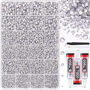 30,000 Pcs Silver Clear Flatback Rhinestones & 3Pcs Glue Kit