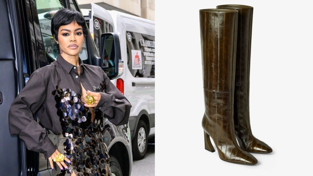 Teyana Taylor Turns Heads in NYC Wearing Fendi Arco Eel-Inspired Leather Boots