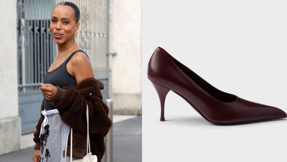 Kerry Washington Steps Into Milan Fashion Week in Luxe Burgundy Prada Heels