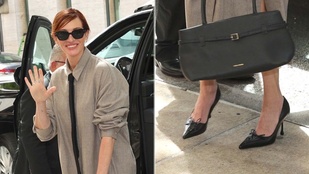 Julia Roberts Elevates a Tailored Menswear Look with Jimmy Choo Scarlett Pumps in New York City