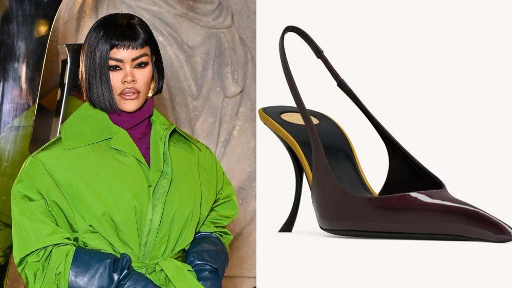 Teyana Taylor Turns Heads at Paris Fashion Week in Saint Laurent Pinched-Toe Slingbacks