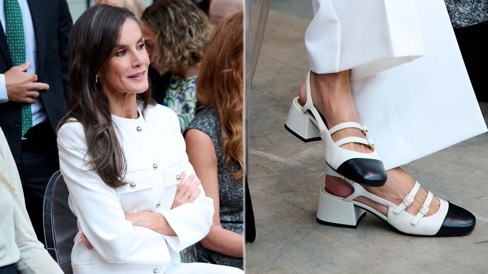 Queen Letizia Solidifies Sézane’s Paula Babies as Her Signature Shoe With a Chic Cap-Toe Pair in Madrid