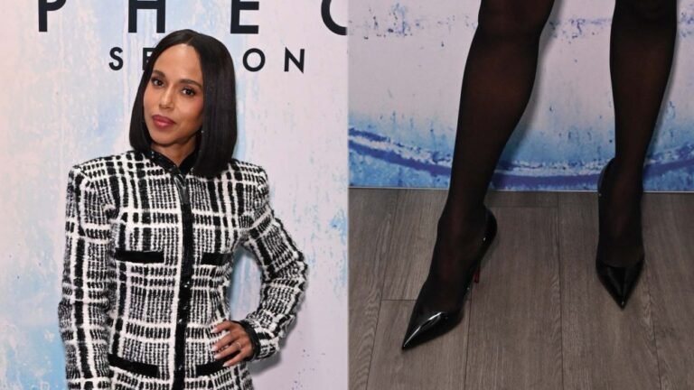 Kerry Washington Gives Classic Tweed a Patent-Leather Edge With Christian Louboutin’s Reinvented Miss Z Pump