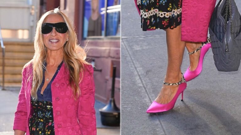 Sarah Jessica Parker Celebrates Breast Cancer Awareness Month in Hot-Pink Heels with a Snakeskin Accent