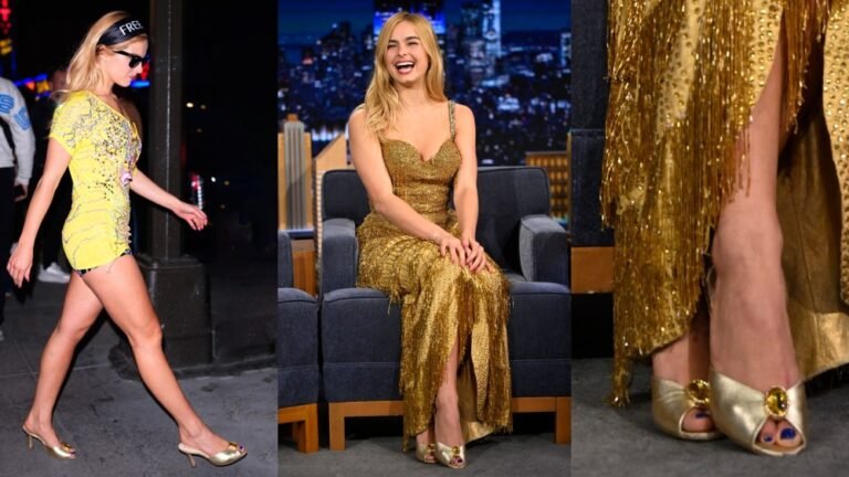 Addison Rae Stuns on The Tonight Show Starring Jimmy Fallon in a Historic Showgirl Dress and Custom Metallic Gold Mules